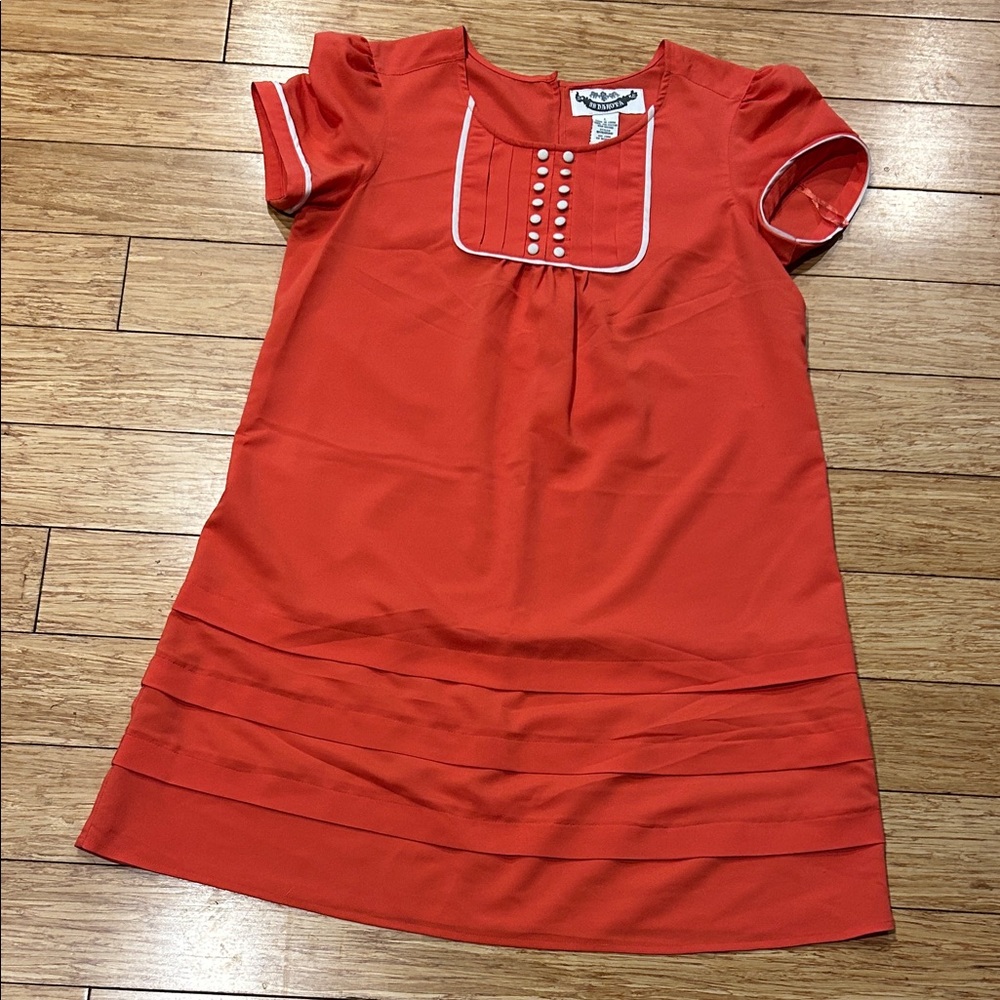 BB Dakota Coral Women’s Dress with White Trim Size Large